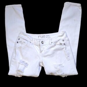 Rue21 Hipster Crystal Studded White Skinny Jeans